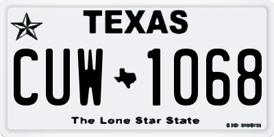 TX license plate CUW1068