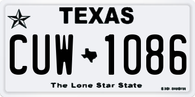 TX license plate CUW1086
