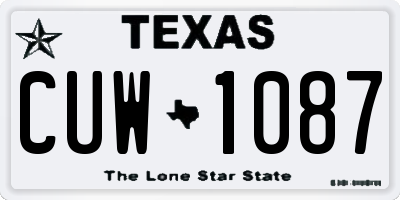TX license plate CUW1087