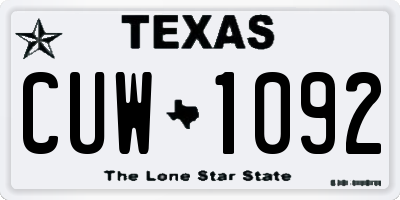 TX license plate CUW1092