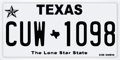 TX license plate CUW1098