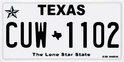 TX license plate CUW1102