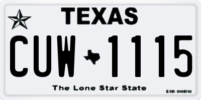 TX license plate CUW1115