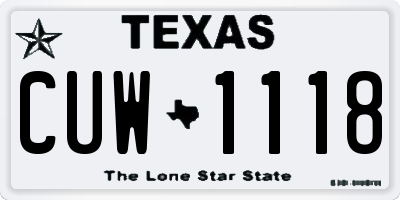 TX license plate CUW1118