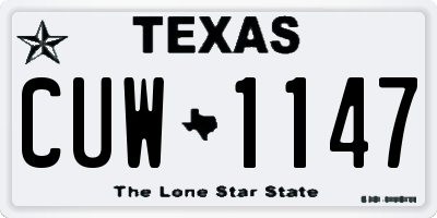 TX license plate CUW1147