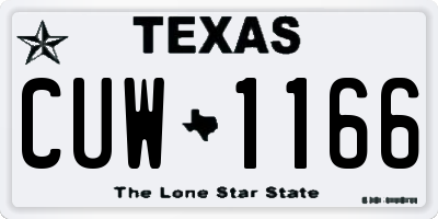 TX license plate CUW1166
