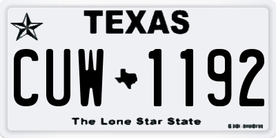 TX license plate CUW1192
