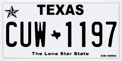 TX license plate CUW1197