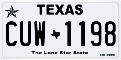 TX license plate CUW1198