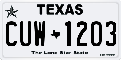 TX license plate CUW1203