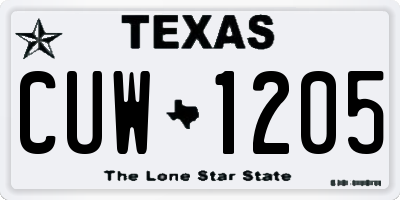 TX license plate CUW1205