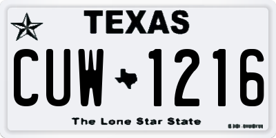 TX license plate CUW1216