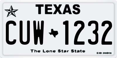 TX license plate CUW1232