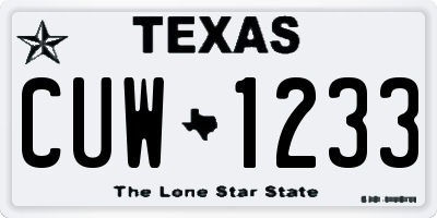 TX license plate CUW1233