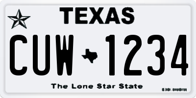 TX license plate CUW1234