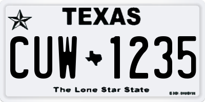 TX license plate CUW1235