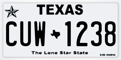 TX license plate CUW1238
