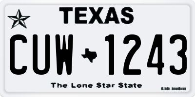 TX license plate CUW1243