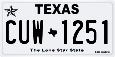 TX license plate CUW1251