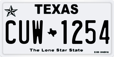 TX license plate CUW1254