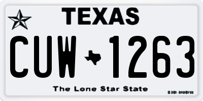 TX license plate CUW1263