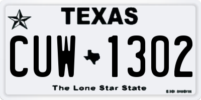 TX license plate CUW1302