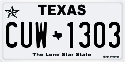 TX license plate CUW1303