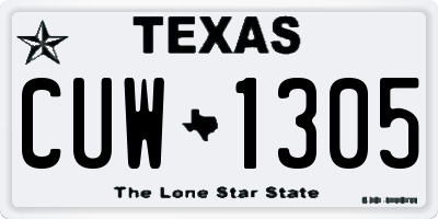 TX license plate CUW1305