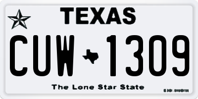 TX license plate CUW1309