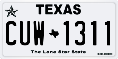 TX license plate CUW1311