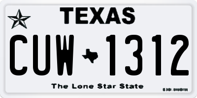 TX license plate CUW1312