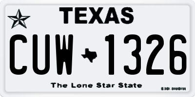 TX license plate CUW1326