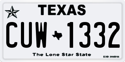 TX license plate CUW1332