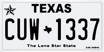 TX license plate CUW1337