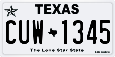 TX license plate CUW1345