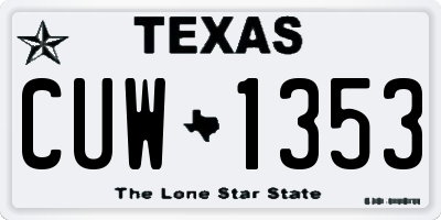 TX license plate CUW1353