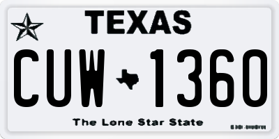 TX license plate CUW1360