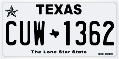 TX license plate CUW1362