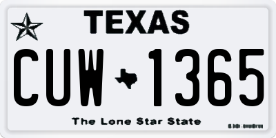 TX license plate CUW1365