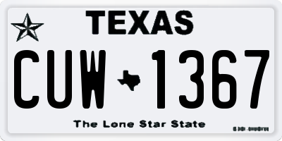TX license plate CUW1367