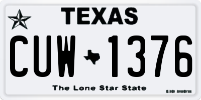 TX license plate CUW1376