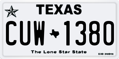 TX license plate CUW1380