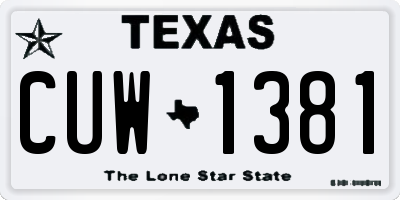 TX license plate CUW1381