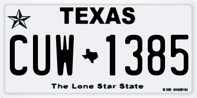 TX license plate CUW1385