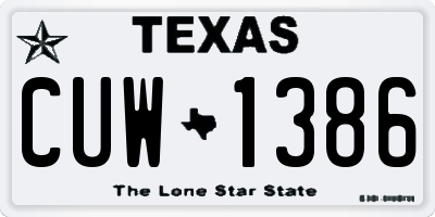 TX license plate CUW1386