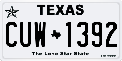 TX license plate CUW1392