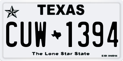 TX license plate CUW1394