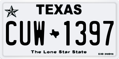 TX license plate CUW1397