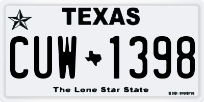 TX license plate CUW1398