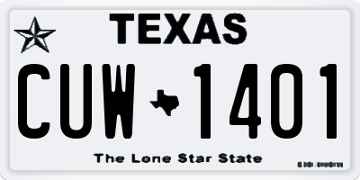 TX license plate CUW1401